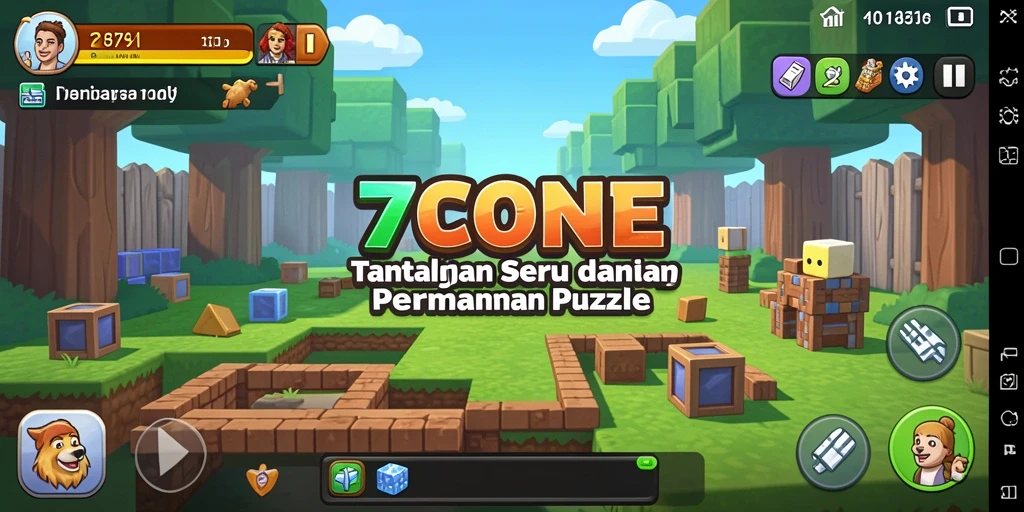 Tampilan gameplay 7CONE yang menunjukkan berbagai tantangan Puzzle.