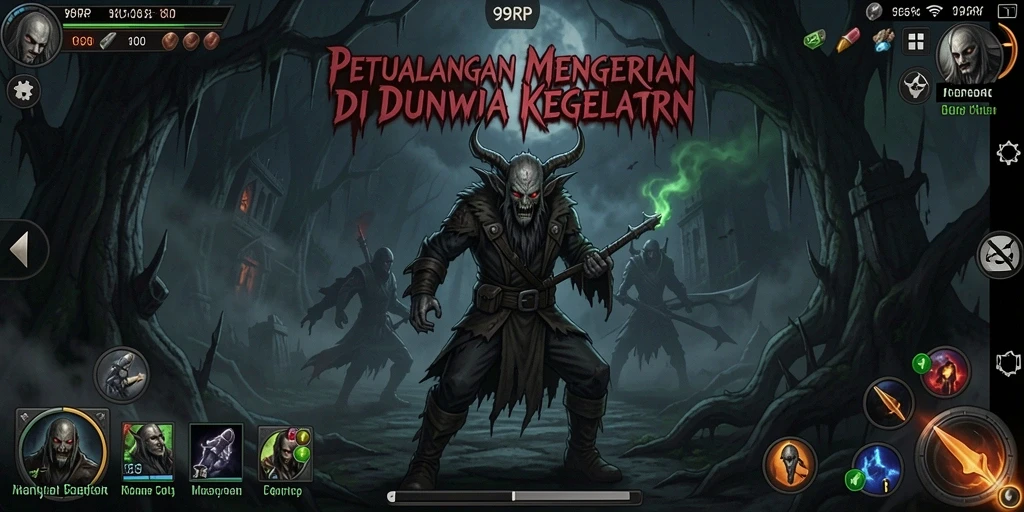 Menampilkan gameplay menyeramkan di dunia kegelapan 99RP.