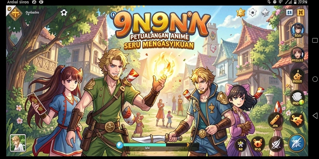 Screenshot gameplay 9N9N menampilkan karakter dalam aksi epik di dunia anime.