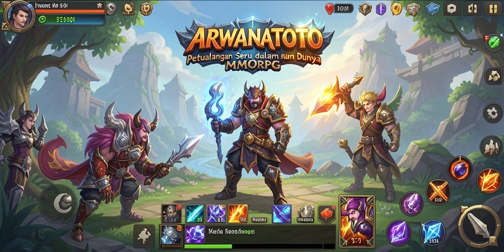 Tangkapan layar dari gameplay ARWANATOTO yang menunjukkan aksi pertempuran mendebarkan.