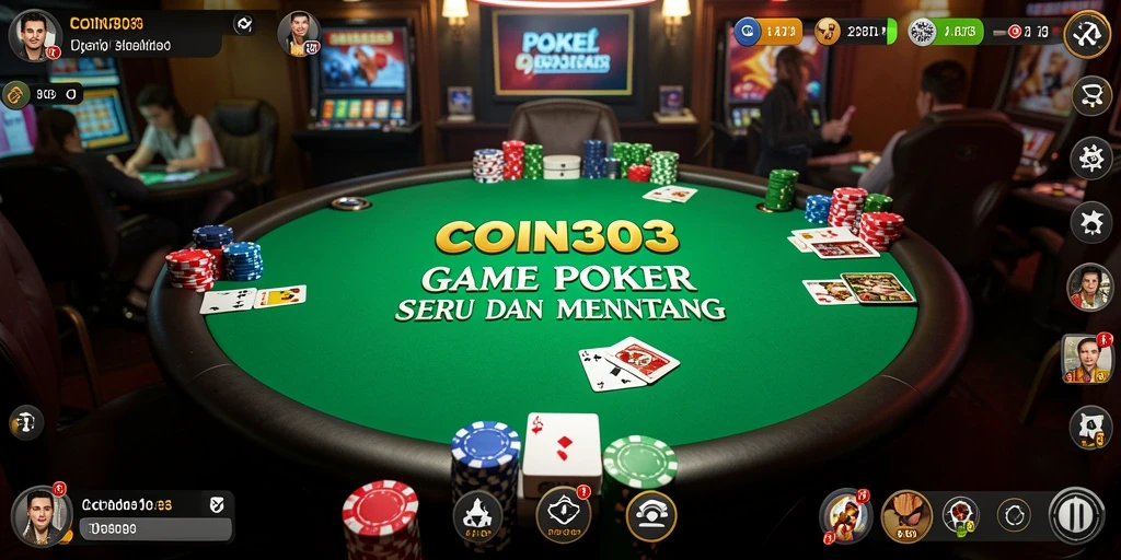 Screenshot gameplay COIN303 menampilkan aksi seru permainan Poker.
