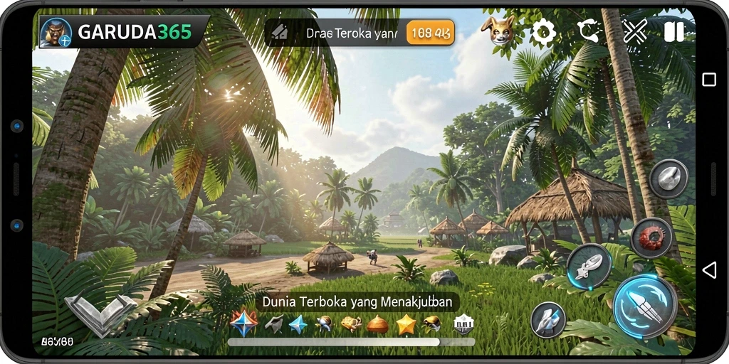 Tampilan gameplay Open World yang epik dan mendebarkan.