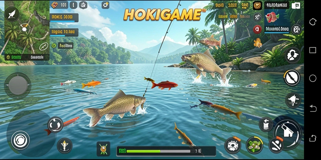 Tangkapan ikan yang hebat dalam HOKIGAME dan suasana gameplay yang menenangkan.