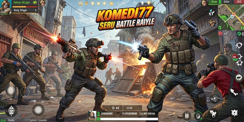 Tangkapan layar gameplay yang penuh aksi di KOMEDI77.