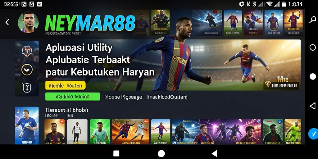 Tampilan antarmuka utama NEYMAR88 dengan berbagai fitur utilitas.