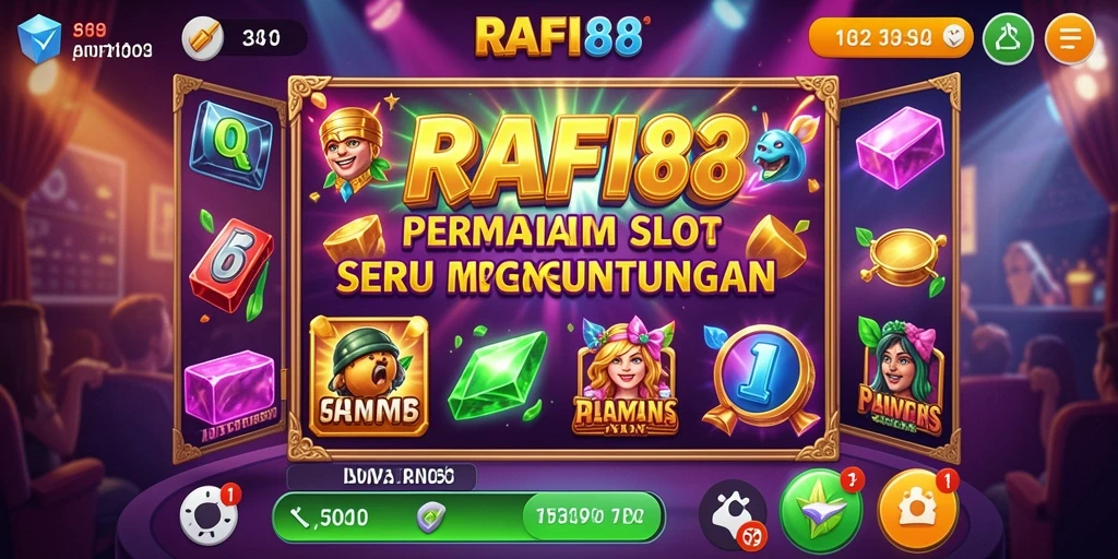 Tampilan gameplay seru dengan berbagai tema dan simbol slot.
