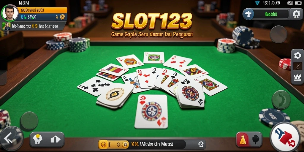 Tampilan gameplay SLOT123 dengan pemain bersaing dalam Gaple.