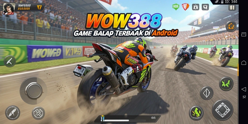 Screenshot utama WOW388 menampilkan momen balapan mendebarkan dan grafis berkualitas tinggi.